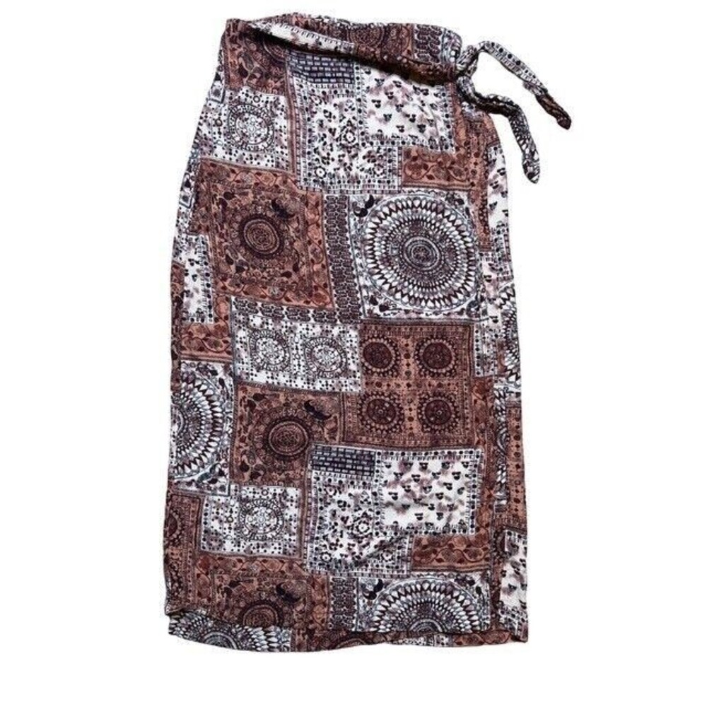Coldwater Creek Rayon Vintage Y2K Hippie Tapestry Maxi Wrap Dress Size PS